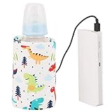 Hilitand Portable Bottle Keep Warm, USB Travel Milk Heat Keeper, Baby Bottle Keep Warmer for Car Tavel, Storage Cover Insulation Thermostat(Dinosaur, 12)