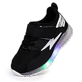 PATPAT Toddler Shoes Kid Shoes with LED Light Up Shoes Shiny Toddler Sneakers Girl Shoes Light Up Shoes for Girls Boys for Christmas Birthday Children Show Gift 8.5-Black