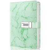 Mousbull Marble Diary with Lock, Refillable A5 Daily Journal for Girls and Women, 192 Pages Cute Notebook with Combination Lock for Teen Girls and Boys - Green