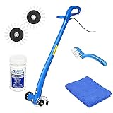 Grout Groovy Grout Cleaner Bundle, Electric Stand Up Grout Cleaning Machine with 20’ Cord, 3 Brush Wheels, 1-4oz super grout concentrate cleaner, 1 Grout Hand Brush, 1 Microfiber Cloth