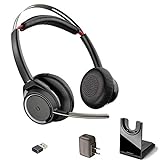 Plantronics Voyager Focus Bluetooth UC Headphones USB Dongle Bundle, Smartphones, PC, MAC, Tablet with Global Teck Wall Charger
