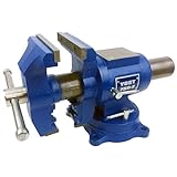 Yost Vises 750-E Multi-Jaw Rotating Vise System | 2 in 1 Multipurpose Bench and Pipe Vise | Secure Grip with Swivel Base | Made with a Combination of Ductile Iron & Hardened Steel | Medium, Blue