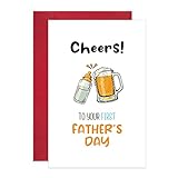 Ogeby Funny First Fathers Day Cards Gifts for Dad, Cute Father’s Day Card Gift for Him, Cheers to Your First Father’s Day