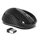 OKIMO Wireless Mouse, Black, 2.4GHz, 3 Adjustment Levels, 1000-1200-1600 DPI, Silent Click, Comfortable Hand-feeling, Plug and Play