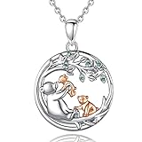 EUDORA Sterling Silver Mother Daughter Necklace for Women Bear Mama Necklace Mom Son Pendant for Mom Daughter Jewelry from Daughter Son Mother's Day Gift for Mother Daughter Aunt Grandma, 45cm