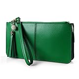 befen Women's Green Leather Wristlet Clutch Cell Phone Wallet Purse for Women, Multi Card Organizer Wallet Bags for iPhone - Kelly Green