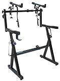 Liquid Stands Dual Piano Keyboard Stand with 2nd Tier - Z Style Adjustable and Portable 2 Tier Heavy Duty Music Stand for Synths and Electric Digital Keyboards - Fits 54 61 88 Key Pianos