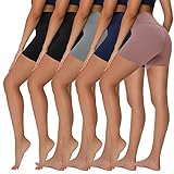 Sundwudu 5 Pack Biker Shorts for Women - 5“ High Waist Soft Spandex Workout Shorts for Yoga Cycling Running Athletic