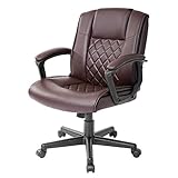 Qulomvs Ergonomic Office Desk Chair with Wheels Back Support Computer Executive Task Chair with Arms 360 Swivel (Brown)