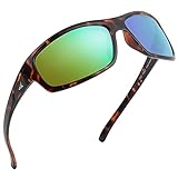 KastKing Kateel Polarized Sport Sunglasses for Men and Women, Gloss Demi Frame, Brown - Chartreuse Mirror