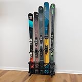 StoreYourBoard Ski Storage Rack, Freestanding 5 Pair Skis Floor Rack, Standard Skis