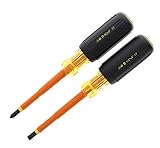 IDEAL Electrical 35-9305 Insulated Screwdriver Set (2 Piece) Orange, 4 in. Shaft Screwdrivers with Cushion-Grip Handles. Electrician Tool Kits