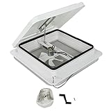 BLACKHORSE-RACING 14' RV Roof Vent Fit for Camper Trailer Universal White Lid Roof Vent with 12V RV Vent Fan 6' Blades White lid Inner for Garnish Ring