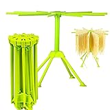 Kitchen Pasta Drying Rack Folding, iPstyle Spaghetti Drying Rack Noodle Stand with 10 Bar Handles Green (Drying Rack)