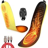 Heated Insoles, Rechargeable Heated Insoles with Remote Control, Electric Heated Shoe Insoles Foot Warmers for Feet,Long Heating Time for Men Women Camping Hiking Outdoor Hunting Fishing (Large)