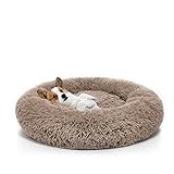 MIXJOY Orthopedic Dog Bed Comfortable Donut Cuddler Round Dog Bed Ultra Soft Washable Dog and Cat Cushion Bed (23''x23'') (Brown)