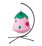 HearthSong Cozy Posy HugglePod Hangout Hanging Play Tent Special with Crescent Stand Pink, Hangout 48 H x 44 W, Stand 94 H x 50 Diam.