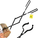 Heavy Duty Cast Iron Fireplace Tongs, Log Grabber, Log Tweezers, Log Claw Fireplace Accessory for Indoor Outdoor
