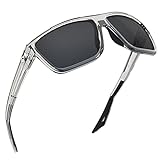 TOREGE Sunglasses for Men Polarized Sports sunglasses for Women Fishing Boating Beach Mountaineering Golf TR77 (C5-Transparent&Black&S15 Gray Lens)