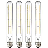 XININSUN T10 Led Bulb, 8.9 Inch Long Tubular Led Light Bulbs, 80Watt Equivalent, 800lm, Dimmable, Clear Glass, E26 8W LED Edison Tube Lamp Bulb,4 Pack. (Soft White-3000K)