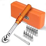 UYECOVE 1/4 Inch Drive Torque Wrench Set 2-20 Nm, 13Pcs Bike Torque Wrench, Bicycle Torque Wrench & MTB Tool Kit, with Allen Hex, Torx Sockets, Extension Bar, Orange