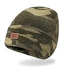 Levi's Classic Warm Winter Knit Beanie Hat Cap Fleece Lined for Men and Women , Camo Green Solid, One Size