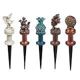 Istartea Garden Hose Guide Stake , 5PCS Garden Hose Spike Lawn Hose Support Spikes Rust Free Antique Metal Plant Saver Tools for Garden Lawn Yard