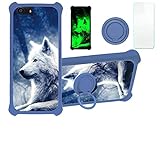 Orbic Wonder 5.5 Case Compatible with Orbic Wonder 4G LTE Verizon Prepaid Phone Case Cover [with Tempered Glass Screen Protector][Hard PC + Soft Silicone][Ring Support] [Luminous Effect] YGL-LAN