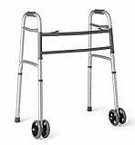 Medline Heavy-Duty Bariatric Folding Walker with 5” Wheels and Durable Handles, 500 lb. Weight Capacity