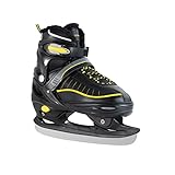 CCUNSZI Ice Skates,Adjustable ice Skates for Men Women and Kids,Stainless Steel Ice Skates,Quick Lacing System & Push-Lock Buckle,Adjustable 4 Size (Black, XL(9-11) Women,(8.5-10.5) Men)