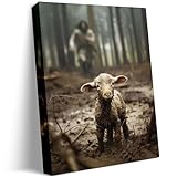 Jesus and Lamb Canvas Wall Art Jesus Running After Lost Lamb Picture Wall Art Canvas Print Christian Home Decor 24x30 inch