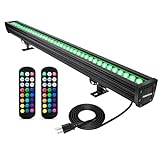 HakkaGrow 144W LED Wall Washer Light with RF Remote, 40' RGBW+5000K Color Changing Dimmable Wall Washer Light Bar, Waterproof LED Landscape Spotlight for Outdoor Indoor Lighting Projects, AC120V