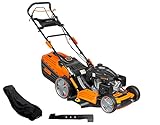 PROYAMA 196CC 22INCH Deck 4-in-1 Self-Propelled Gas Powered Lawn Mower with Bagger Side Discharge Mulching Collecting Powered by Loncin Extra Cover and Blade Extreme Heavy Duty Luxury Design