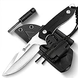 NEDFOSS Survival Knife with Fire Starter and Kydex Sheath, 9.25' Full Tang Fixed Blade Camping Knife with Sheath Horizontal & Vertical, Bushcraft Knife with G10 Handle for Outdoor, Hunting, Fishing