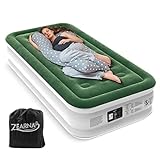 Zearna Twin Air Mattress with Built Pump, 16' Durable Blow Up Mattress Airbed, Comfortable Top Surface Inflatable Mattress for Camping Home & Portable Travel