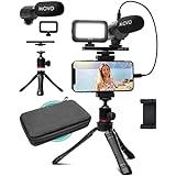 Movo iVlogger Vlogging Kit for iPhone - Lightning Compatible YouTube Starter Kit for Content Creators - Accessories: Phone Tripod, Phone Mount, LED Light and Shotgun Microphone
