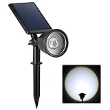 FALOVE Solar Spot Lights Outdoor, IP67 Waterproof Solar Powered Outdoor Lights Sunset Projection Lamp, 2 Modes Solar Landscape Lights Wall / in Ground Light Auto On/Off for Yard Garden Tree Flag