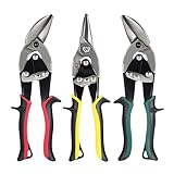 Dekeliy Aviation Tin Snips Set, Straight Left and Right, 3-Piece Metal Cutters With Comfort Grips and Safety Latch
