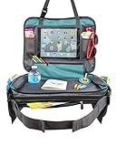 Kids Car Seat Travel Tray Toddler Snack and Play Lap Tray Featuring Unique Fold-in “No Need to Unload Again” Side Pockets with Zipper by BE Family Travel (Teal-Green))