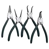 LFSEMINI Snap Ring Pliers Set, 4pcs 7' Internal/External Circlip Pliers Kit with Straight/Bent Jaw, Heavy Duty Precision Spring Loaded Pliers for Ring Remover Retaining and Remove Hoses, Gaskets