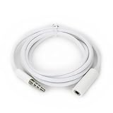 Conwork 2-Pack 3.5mm 4-Pole Male to Female Auxiliary Extension Audio Stereo Cable Cord for Headphones Apple iPad, iPhone, iPod, Samsung Galaxy, Android, MP3 Players -White (3 Feet)