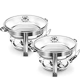 Alpha Living Chafing Dish Buffet Set of 2 – Complete Stainless Steel Chaffe Buffet Set with Glass Lids, Chafing Fuel Holder – Elegant and Practical Warmer Trays for Buffet, Wedding, Catering Supplies