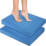 2 Pcs Balance Pad Thick Foam Pad Yoga Core Training Exercise Pad for Kids Adults Physical Therapy Fitness Stability Workout Knee Ankle Strength Training Home Work Floor (16 x 13 x 2 Inches, Blue)