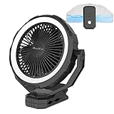 10000mAh Misting Fan Portable with Detachable Water Tank 400ml, 8 Inch Powerful Cool Mist Clip Fan, Battery Operated Rechargeable Fan, 2 Mister Modes, Sleep Timer, LED Lights, for Golf Cart, Outdoors