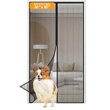 MILLETER Magnetic Screen Door, Fits Door Size 36'' x 82'', Self Sealing, Heavy Duty, Hands Free Mesh Partition Keeps Bugs Out, Easy Velcro Tape Installation, Pet and Kid Friendly