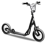 Mongoose Trace Youth Kick Scooter Folding and Non-Folding Design, Regular, Lighted, and Air Filled Wheels, Multiple Colors, Black (R6331AZA)