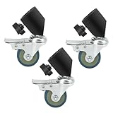 Professional Swivel Caster for Photography Light Stand Wheels Set(3 Pack),Durable Metal Constuction and Rubber Base, 25mm Moving Rolling Wheels Kit with Brake Compatible with Light Stand
