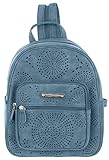 Stone Mountain Nubuck Perforated Vegan Leather Backpack One Size Denim blue (9AF124110)