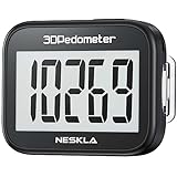 NESKLA 3D Pedometer for Walking, Simple Step Counter with Large Digital Display, Step Tracker with Removable Clip Lanyard, Accurately Track Steps for Men Women Kids Adults Seniors