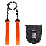 Pocket Chain Saw for Wood Camping Essentials - 25' Folding Saw Chain Survival Saw Backpacking Rope Chain Saw Pouch- Bi-Directional Camping Saw Folding Backpacking Gear Survival Kit Mini Chainsaw Tools